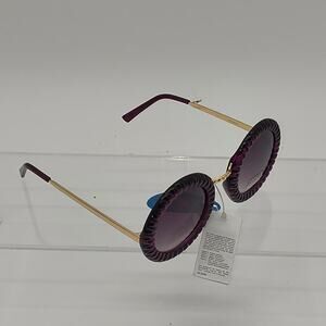 Purple round sunglasses with gold
